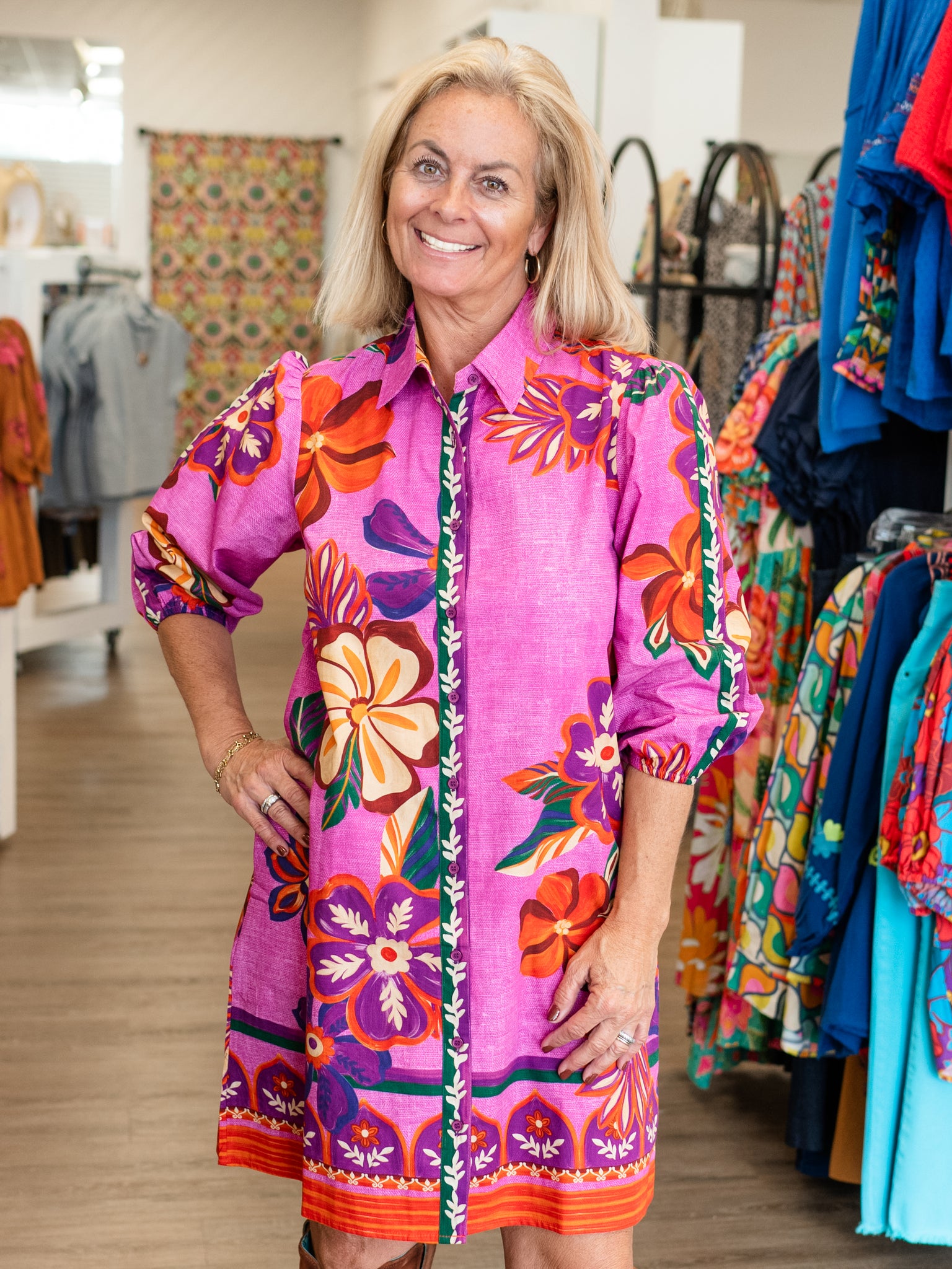 Ava Dress Mauve Blossoms by Maude