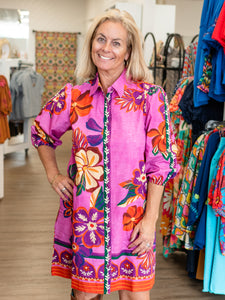 Ava Dress Mauve Blossoms by Maude