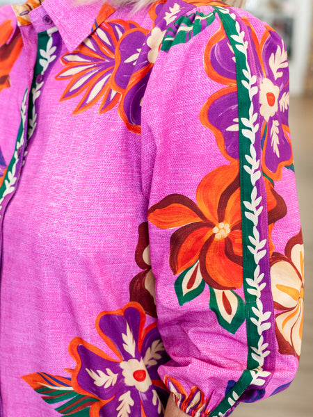 Ava Dress Mauve Blossoms by Maude