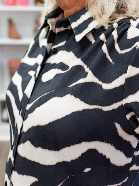 Faux Suede Smocked Sleeve Dress Zebra by Boho Chic