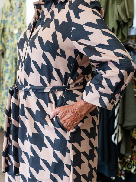 Faux Suede Houndstooth Midi Dress by Boho Chic