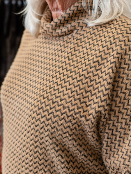 Chevron Drop Shoulder Top Taupe by Boho Chic