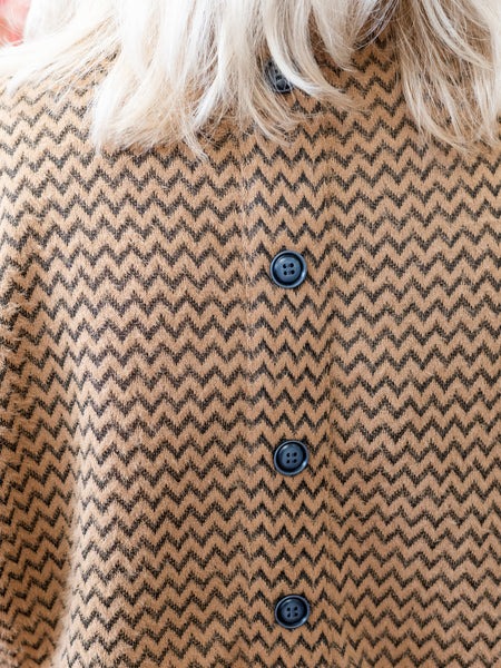 Chevron Drop Shoulder Top Taupe by Boho Chic