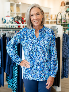 Long Sleeve Smock Neck Top VINB by Lulu B