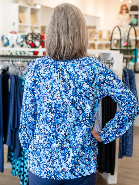 Long Sleeve Smock Neck Top VINB by Lulu B