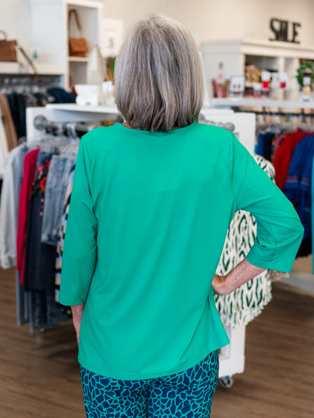 3/4 Sleeve V-Neck EMRL by Lulu B