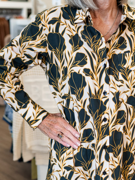 Printed Shirt Dress Yellow/Gold by APNY