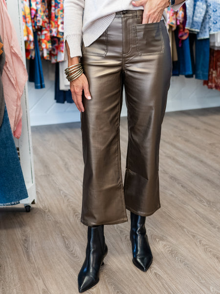 Metallic Cropped Wide Leg Pant Copper by Renuar