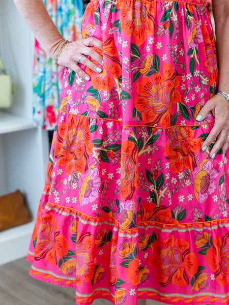 Floral Tiered Midi Dress by Avani del Amour