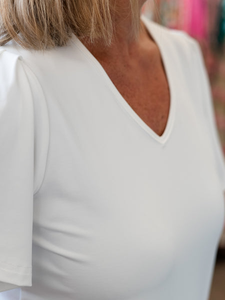 Flutter Sleeve Top White by Lulu B