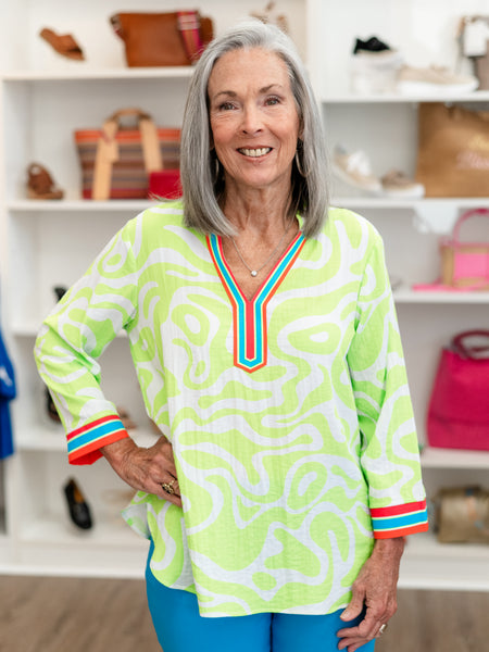 3/4 Sleeve Notched Neck Top by Multiples