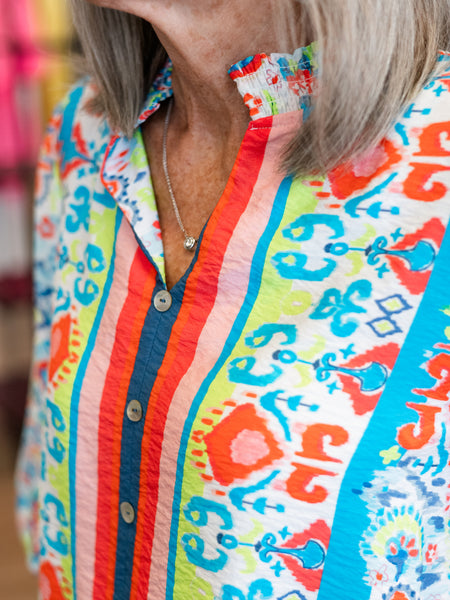 3/4 Sleeve Split Neck Top by Multiples