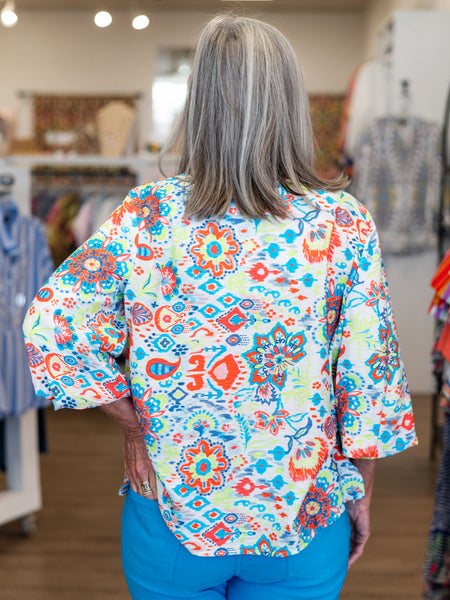 3/4 Sleeve Split Neck Top by Multiples