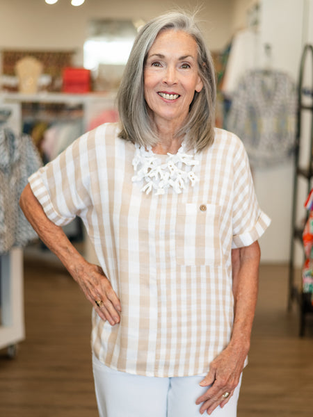 Cuffed S/S Dolman Wide Neck Top by Multiples