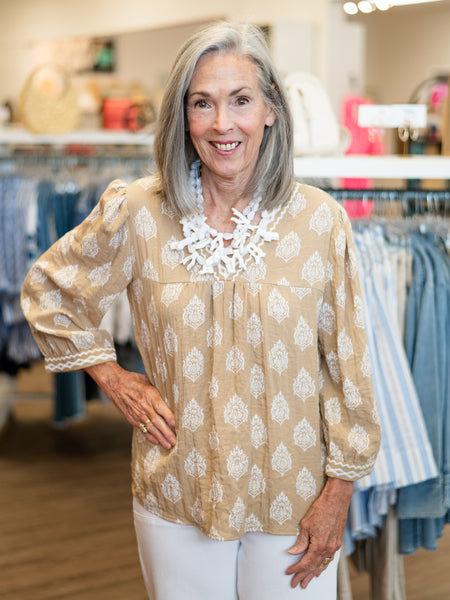 3/4 Sleeve Banded VNeck by Multiples