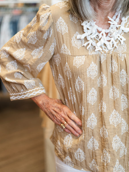 3/4 Sleeve Banded VNeck by Multiples