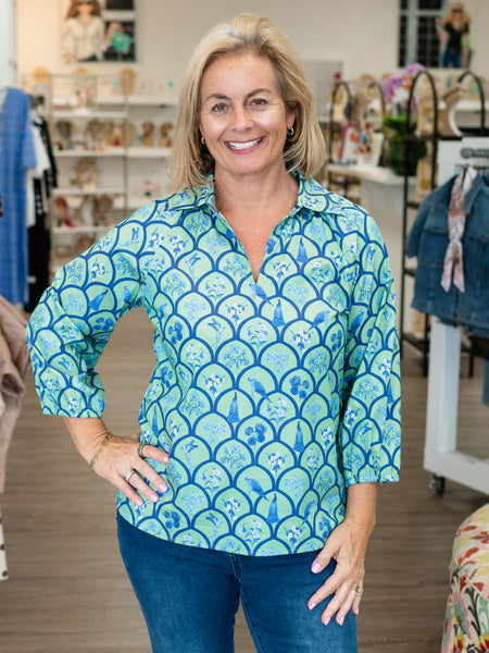 Peacock Print Top by Boho Chic