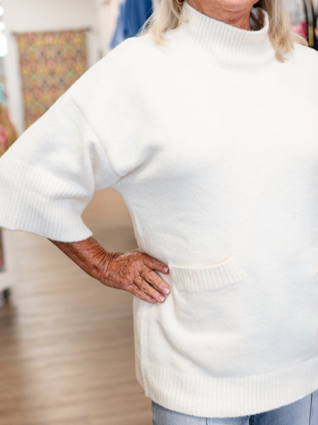 Mock Neck Lightweight Sweater Ivory by FDJ