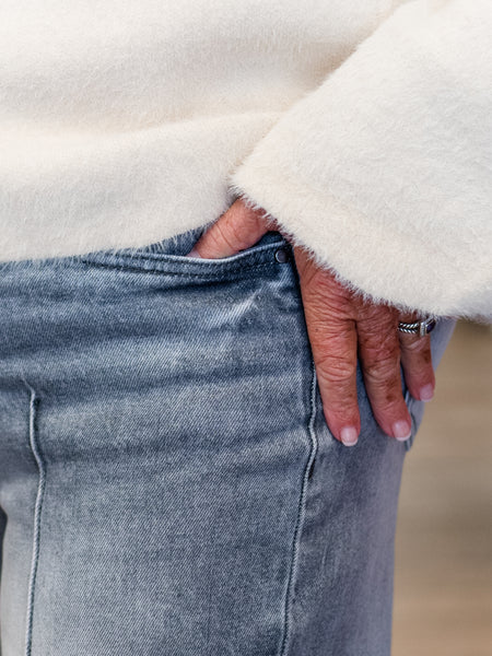 Pintuck Wide Leg Jeans Blue Gray by FDJ