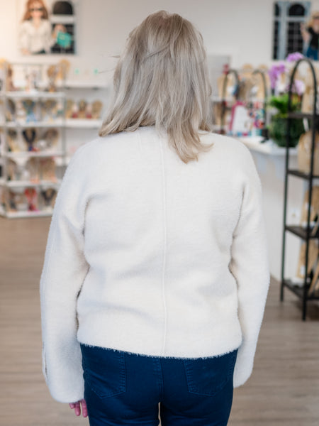 Collarless Knit Jacket Creme by FDJ