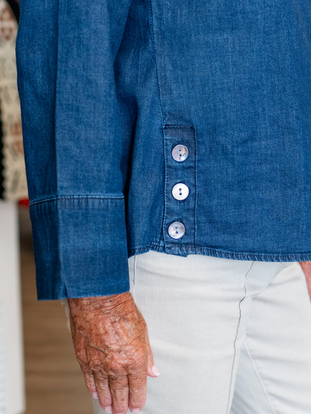 Travel Denim Half Placket Pullover Dark Denim by Habitat