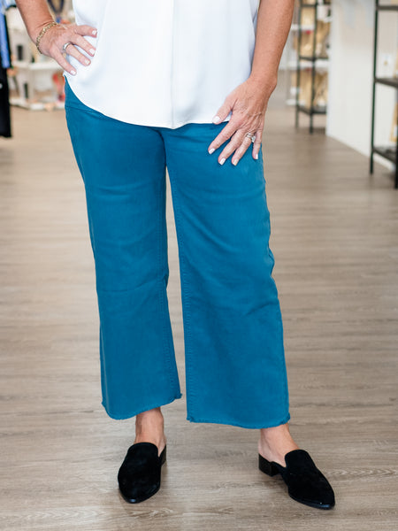 Wide Leg Crop Jean Teal by Renuar