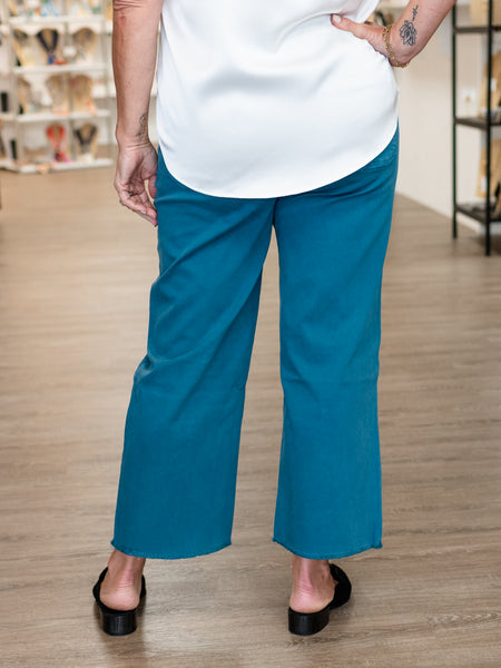 Wide Leg Crop Jean Teal by Renuar