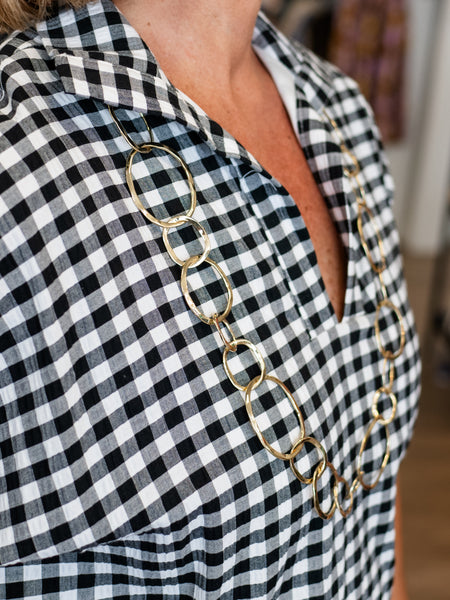Blakely Midi Dress Black Seer Gingham by Adrienne