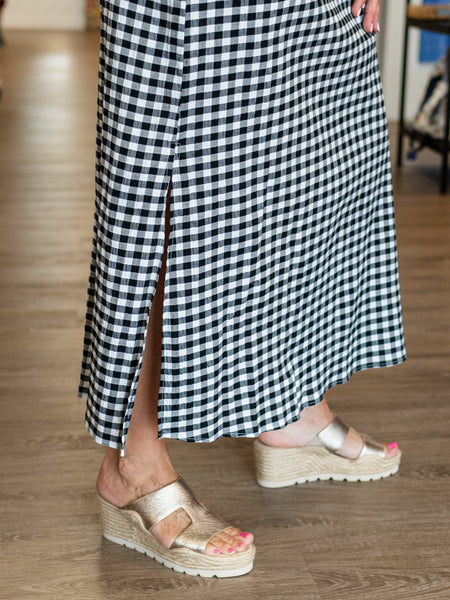 Blakely Midi Dress Black Seer Gingham by Adrienne