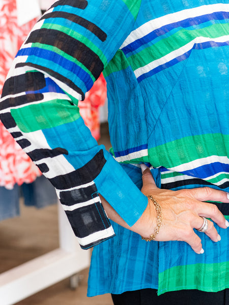 Blue Mosaic Mixed Print Top by Multiples