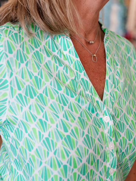 Bardot Dress Lime Abstract Shell by La Mer Luxe