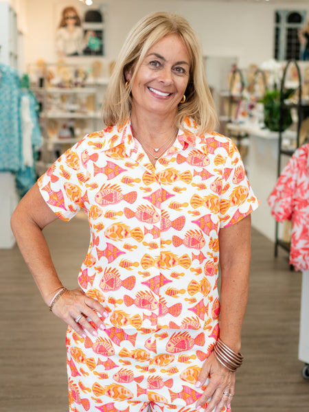 S/S Agnes Top Pink Go Fish by La Mer Luxe