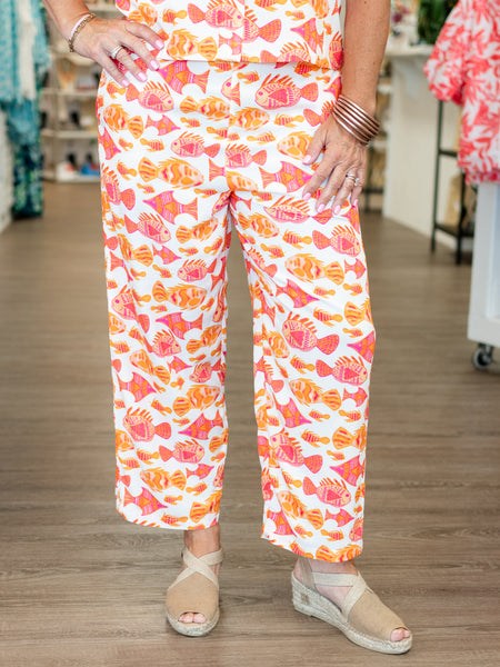 High Waisted Capri Pink Go Fish by La Mer Luxe