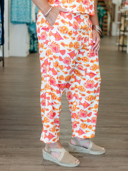 High Waisted Capri Pink Go Fish by La Mer Luxe