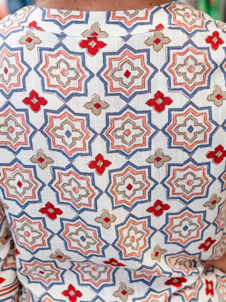 3/4 Flare Sleeve Top w/ Embroidery by Multiples