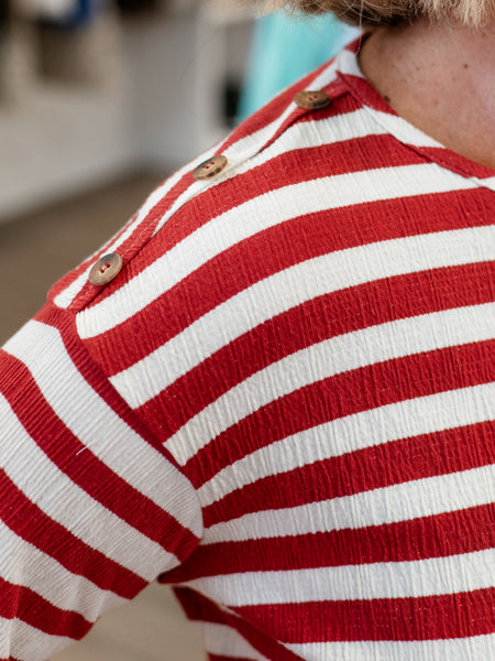3/4 Drop Shoulder Stripe Knit Top by Multiples