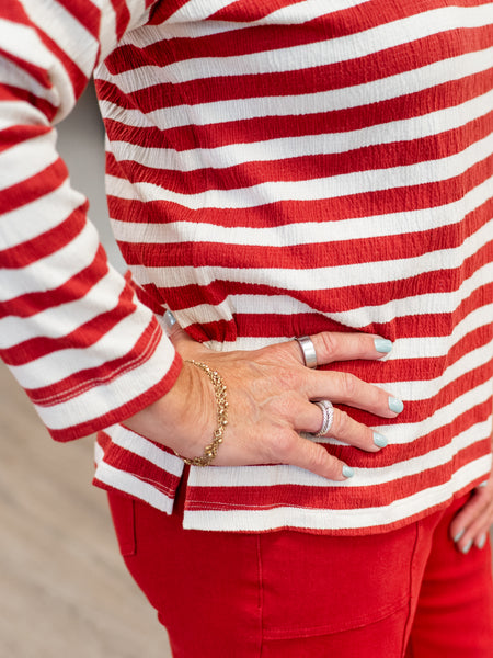 3/4 Drop Shoulder Stripe Knit Top by Multiples