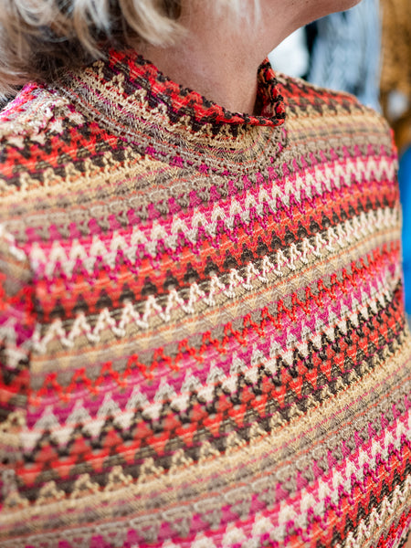 Elbow Sleeve Mock Neck Top Multi by FDJ