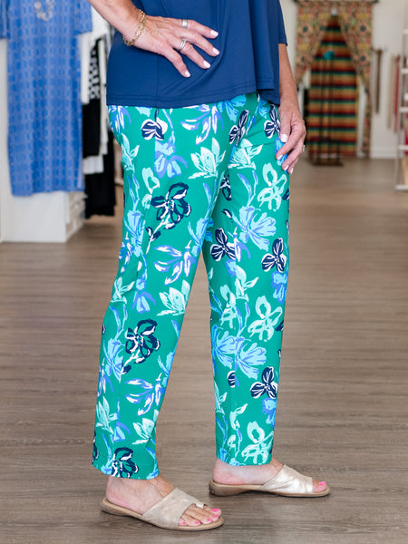 Floral Pull-On Ankle Pant by Lulu B