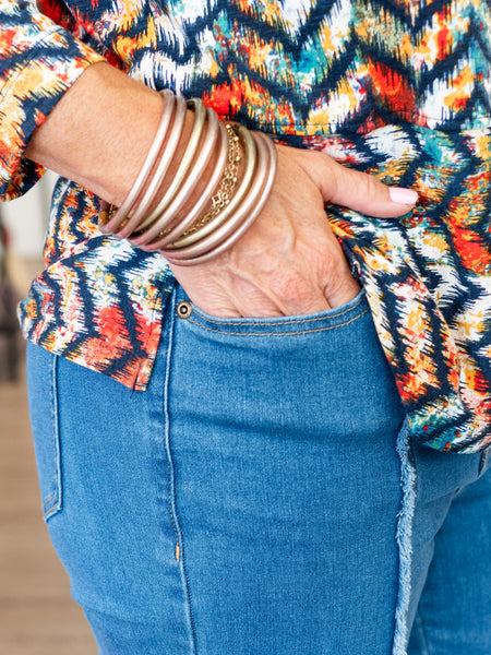 Zip Crop Jean Fringe Seam by Multiples