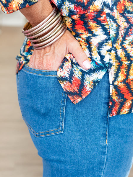 Zip Crop Jean Fringe Seam by Multiples