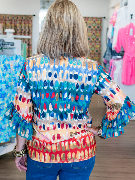 Elbow Flounce Sleeve Knit Top by Multiples