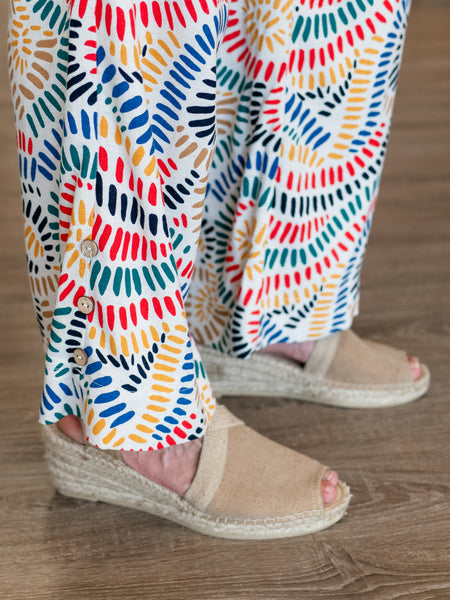 Multi Needle Shirred Waist Crop Woven Pant by Multiples