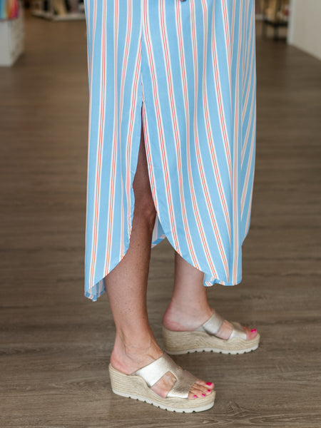 August Midi Dress Stripes by La Mer Luxe