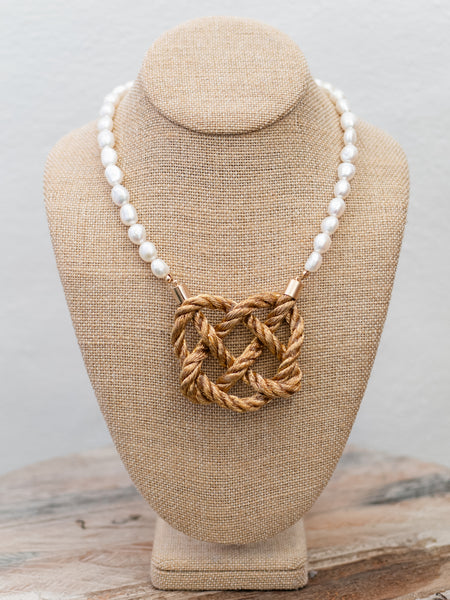 Freshwater Pearl Gold Heart Knot by The Heart Knot