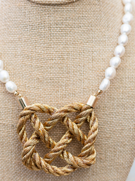 Freshwater Pearl Gold Heart Knot by The Heart Knot