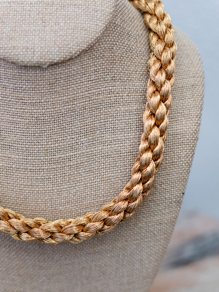 Charleston Gold Braided Necklace Gold by The Heart Knot