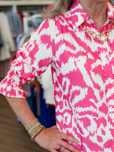 Pink & White Shirt Dress by Boho Chic