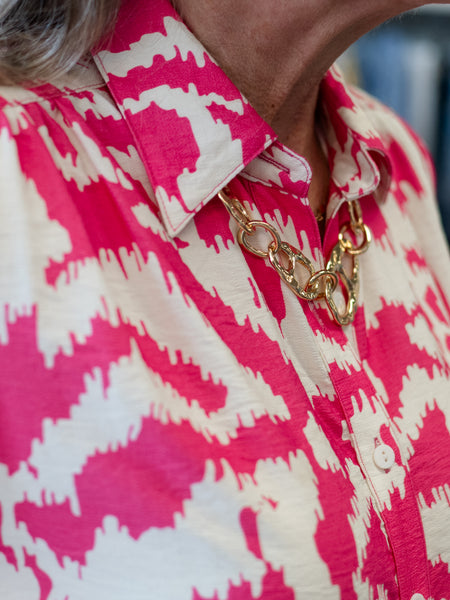 Pink & White Shirt Dress by Boho Chic
