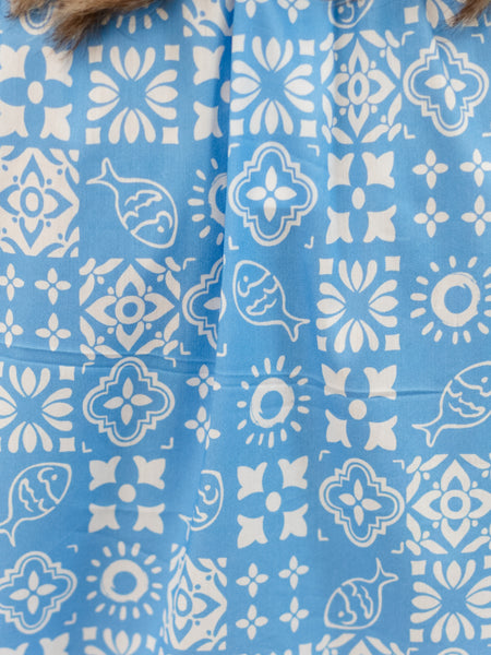 Sky Blue Coastal Print Top by Boho Chic